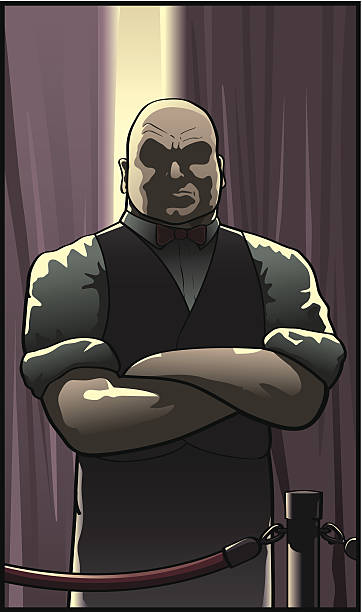 Doorman detail An intimidating bouncer bars the way doorman stock illustrations