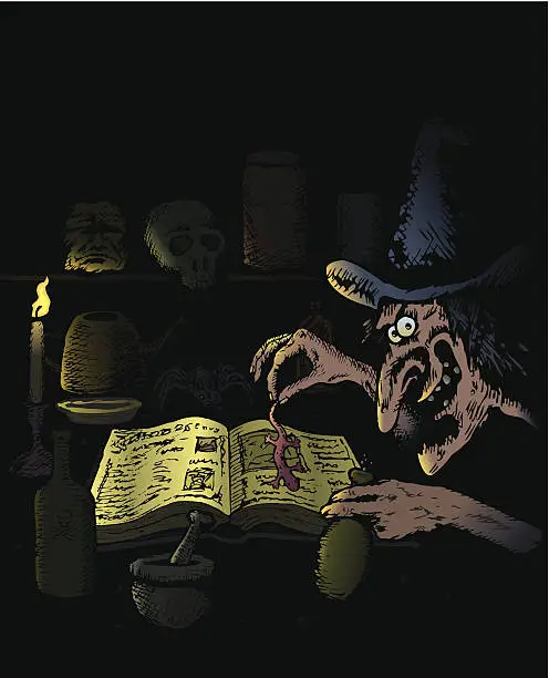 Vector illustration of Witch cookery