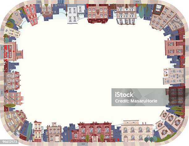 Down Town Scene Frame Stock Illustration - Download Image Now - Aerial View, Community, Vector