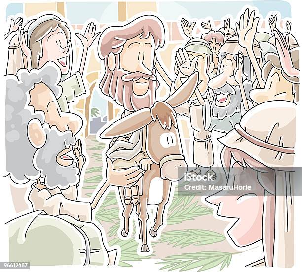 Hosanna In The Highest Stock Illustration - Download Image Now - Donkey, Animal Themes, Cartoon