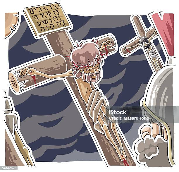 Jesus Died On The Cross Stock Illustration - Download Image Now - Cartoon, Jesus Christ, Religious Cross