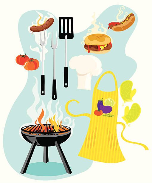 バーベキュー時間 - barbecue grill barbecue burger hamburger点のイラスト素材／クリップアート素材／マンガ素材／アイコン素材