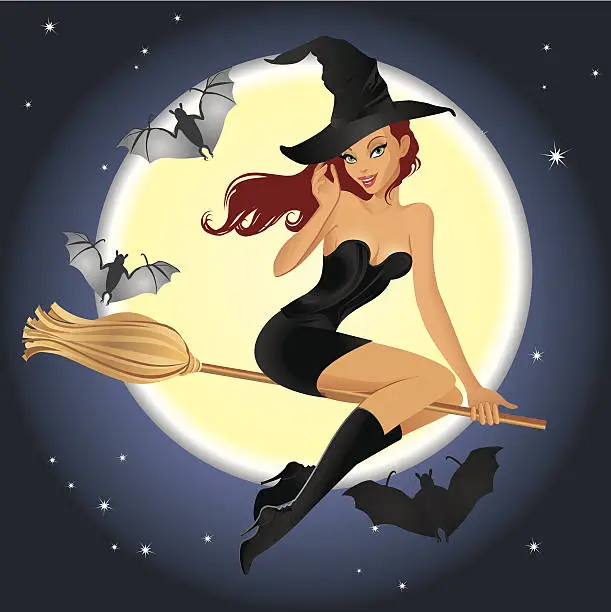 Vector illustration of Pin-up witch