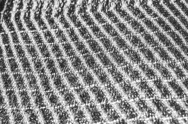 istock Texture, background, pattern. Women's scarf, striped fabric Black white lines intertwined 966142372