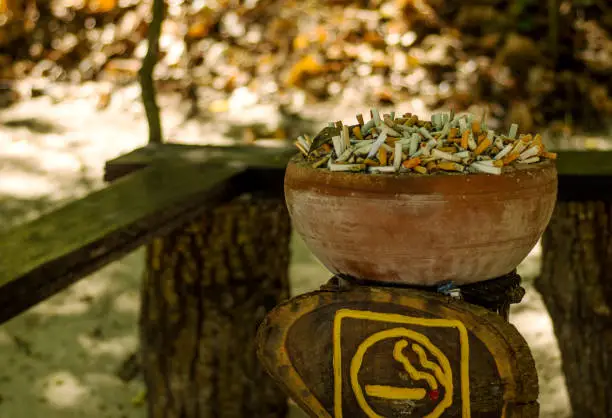 Photo of Ash tray in smoking area on the famous beach.