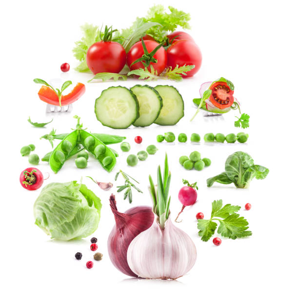 istock Collection of vegetables isolated on white background 966163606