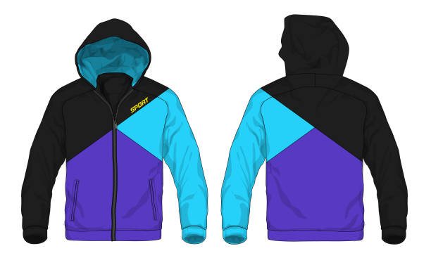 vektor-illustration von sport hoodie jacke - windbreak stock-grafiken, -clipart, -cartoons und -symbole