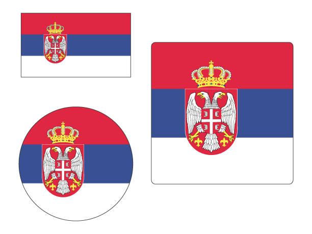 Flag of Serbia Set Vector illustration of Flag of Serbia Set serbia stock illustrations
