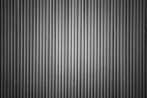 istock Black and white corrugated metal sheet wall, Backgrounds 966188836