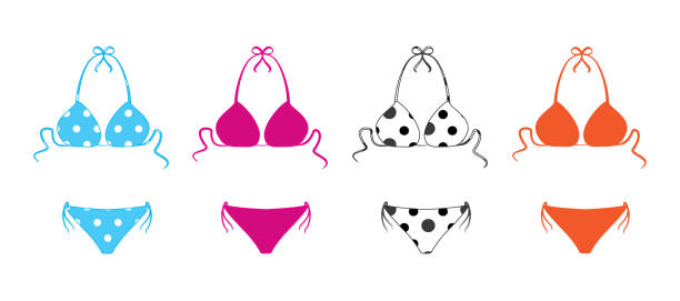 бикини вектор - swimwear bikini lingerie panties stock illustrations