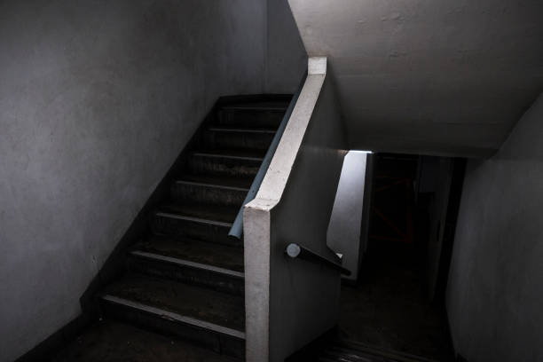 istock Dark and scary staircase in the parking building 966199604