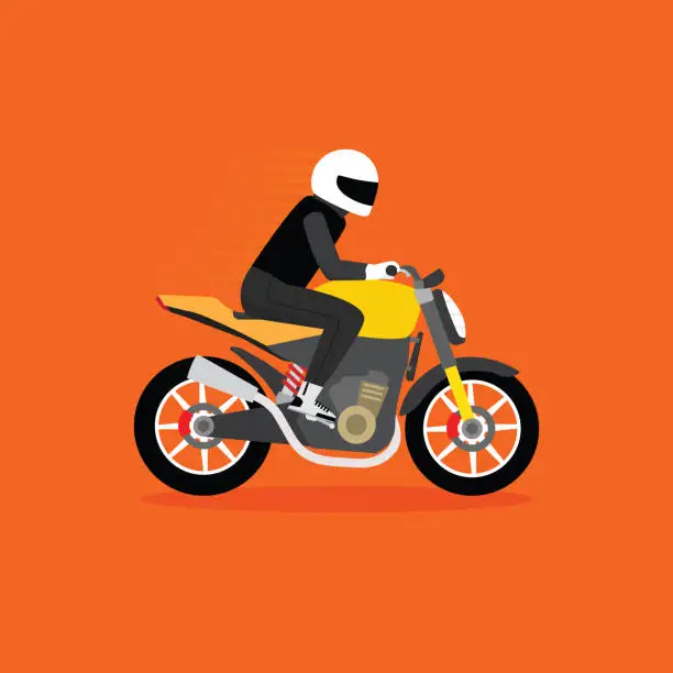 Vector illustration of Man riding naked motorcycle, naked bike