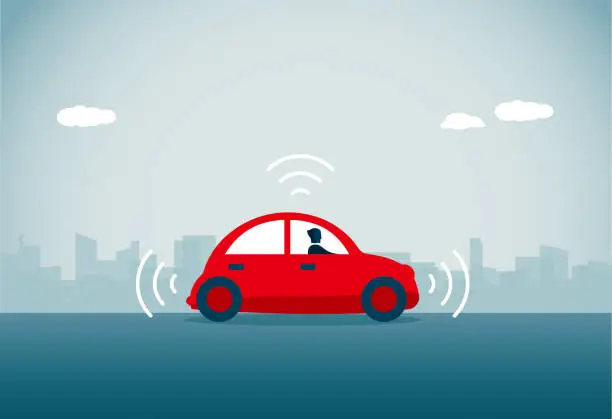 Vector illustration of Driverless Car