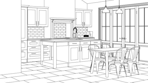 istock Modern interior of the house. Design project. Sketch. 3D rendering. 966203904