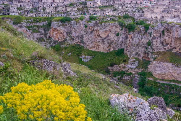 views of the Murgia natural park seen from Matera city