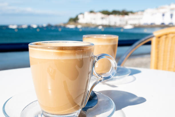 istock caffe macchiato in the seafront of Cadaques, Spain 966215964