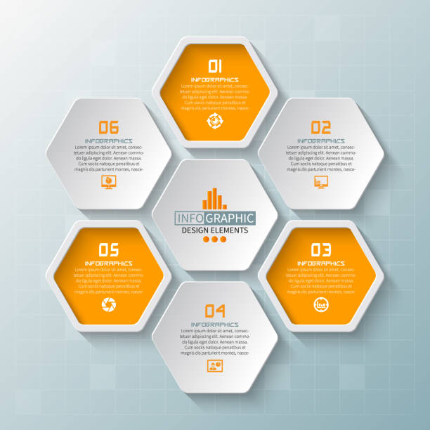 Abstract 3D Paper Infographics vector abstract 3d paper infographic elements.Hexagon infographics.Honeycomb design blank timeline infographic stock illustrations