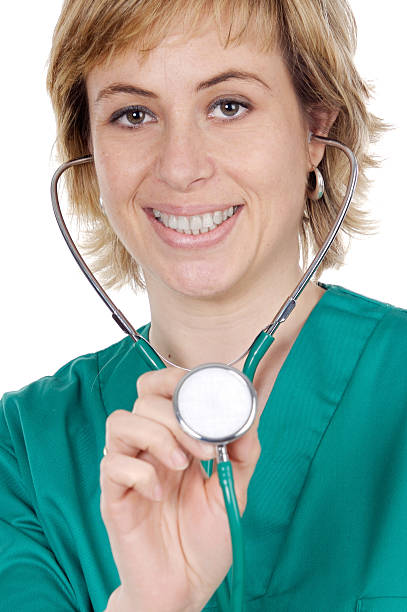 istock Girl doctor with stethoscope 96623474