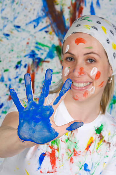 istock Attractive woman painting 96623627