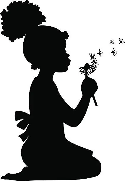 Vector illustration of Girl blowing Dandelion Seeds