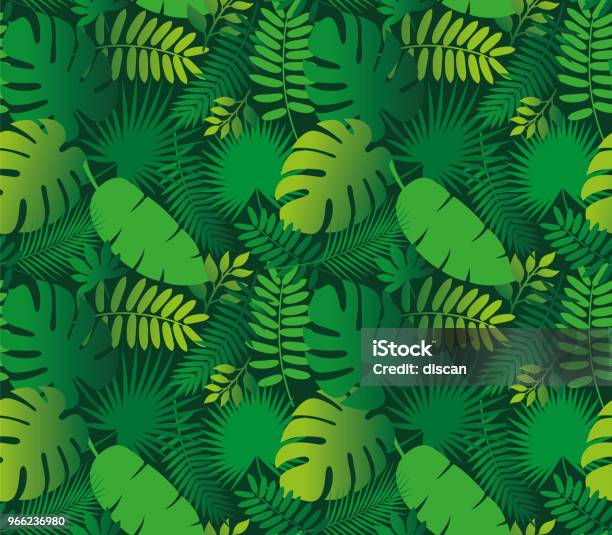 Tropical Leaf Seamless Pattern Stock Illustration - Download Image Now - Leaf, Tropical Pattern, Green Color