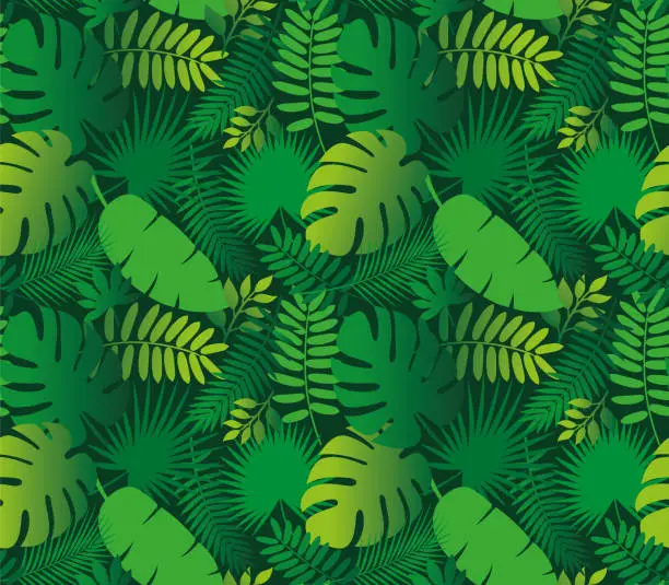Vector illustration of Tropical Leaf Seamless Pattern