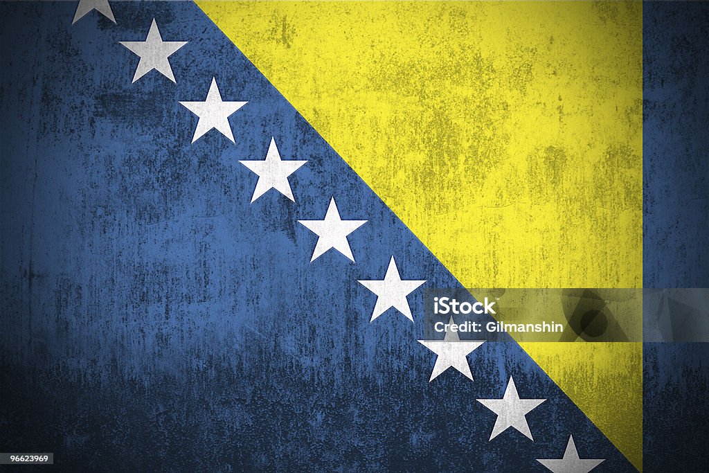 Bandeira de Grunge da Bósnia e Herzegovina - Foto de stock de Amarelo royalty-free