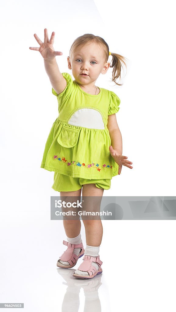 Menina com sinal de parar - Foto de stock de Branco royalty-free