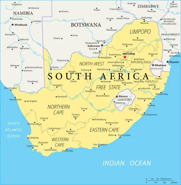 Vector illustration of Map of South Africa - Vector