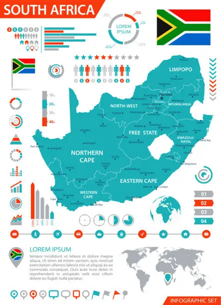 Vector illustration of 07 - South Africa - Green Red Info 10