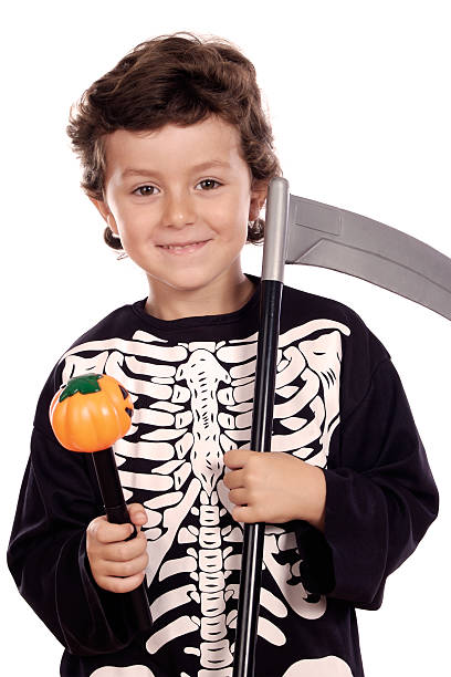 istock Beautiful boy dressed of skeleton 96626231