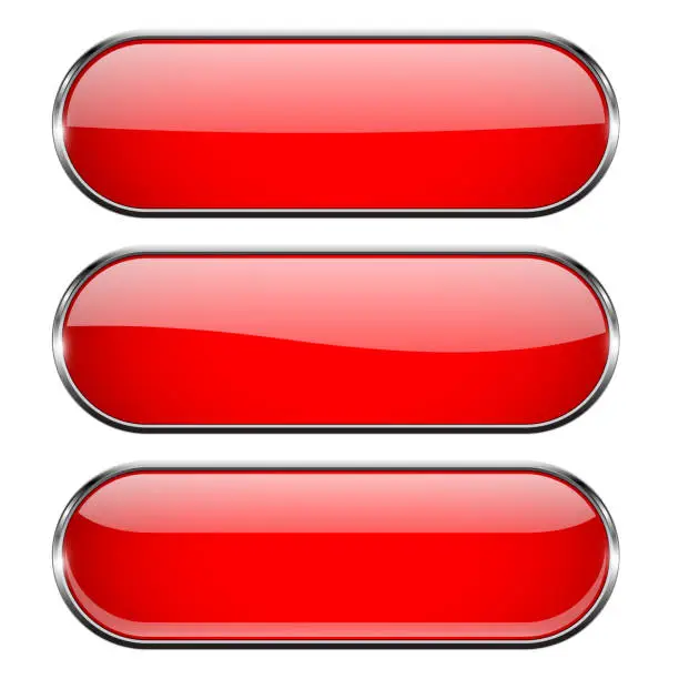 Vector illustration of Red oval buttons with chrome frame