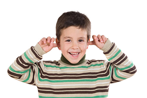 istock Adorable child stoppering his ears 96626952