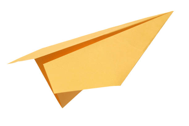Color paper airplanes on white background.