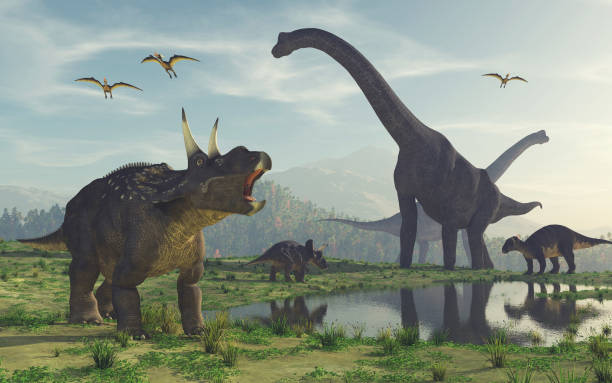 3d render dinosaurus. - theropod stockfoto's en -beelden