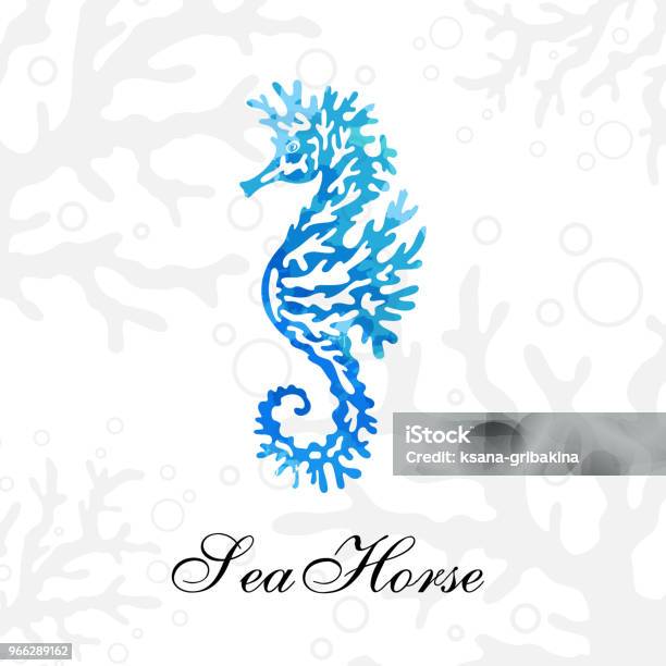 Seahorse Silhouette On The Light Underwater Background Stock Illustration - Download Image Now