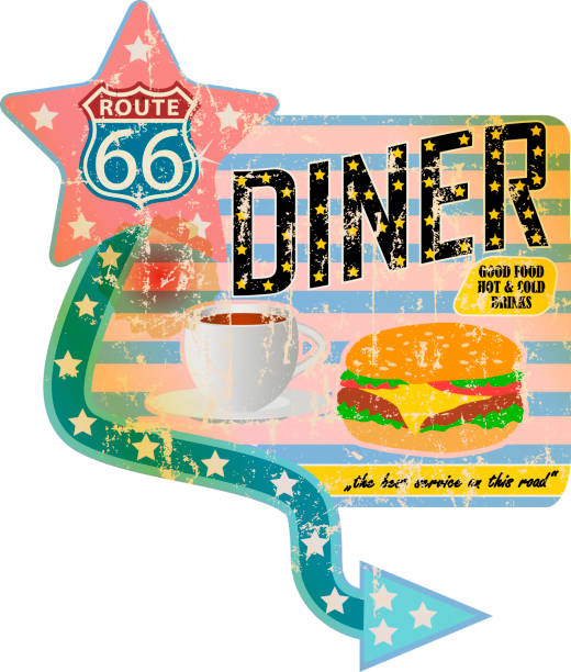 grungy diner sign, retro style,fictional artwork, vector illustration