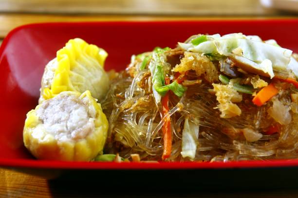 Sotanghon noodles and dimsum stock photo