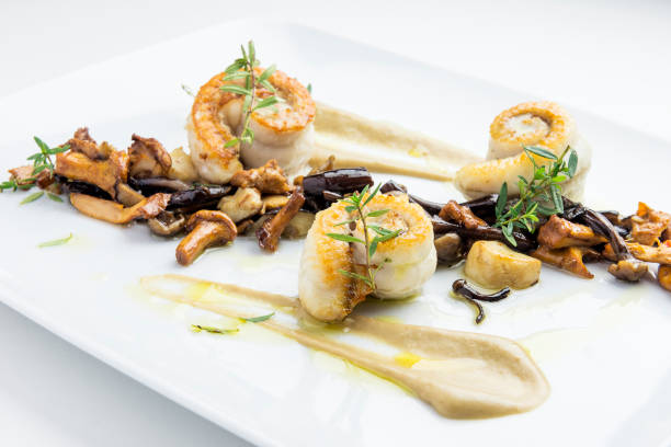 istock Fish dish sole fillets rolled with mixed mushrooms 966299168
