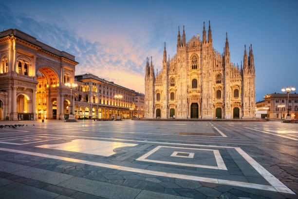Milan. Cityscape image of Milan, Italy with Milan Cathedral during sunrise. cathedrals stock pictures, royalty-free photos & images