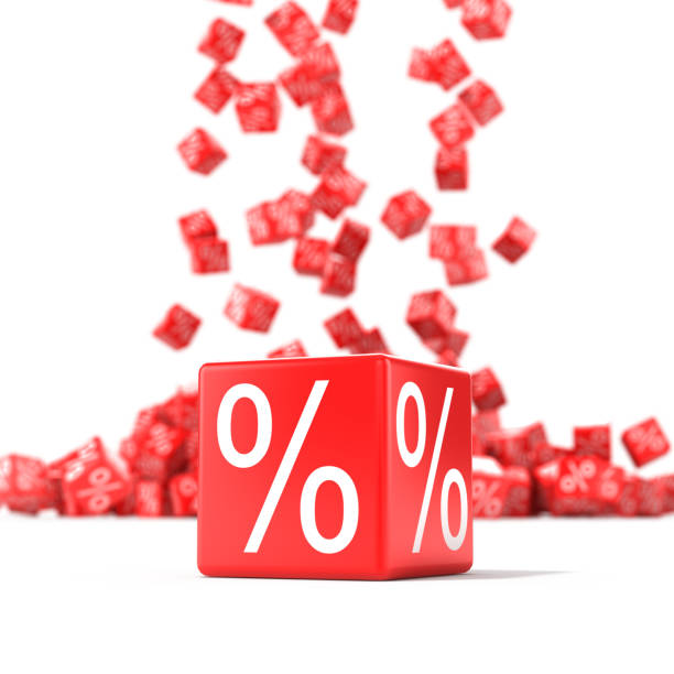 istock Red cubes with percent in focus 966310638