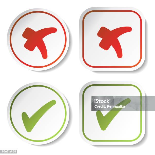 Vector Stickers Check Marks Symbol Stock Illustration - Download Image Now - Asking, Cancel Icon, Cancellation