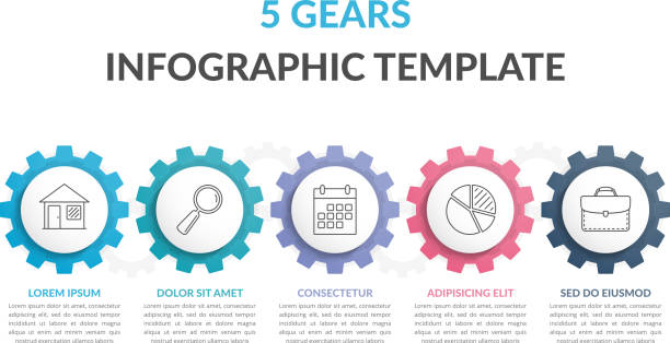 szablon infografiki z gears - 5935 stock illustrations