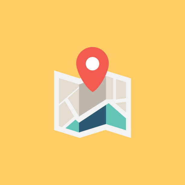 карта города плоская икона - гид stock illustrations