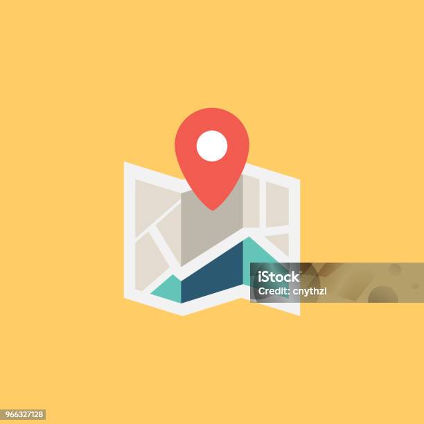 City Map Flat Icon Stock Illustration - Download Image Now - Map, Icon Symbol, Direction