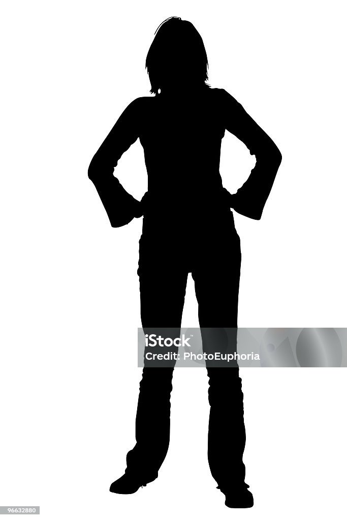 Обтравка женщина, стоя с руки на бедра - Стоковые фото Белый роялти-фри