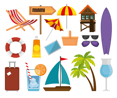 summer vacations set icons vector illustration design