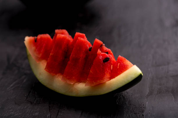 wassermelone slice - watermelon fruit summer portion stock-fotos und bilder