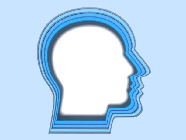 istock Four layers of blue head shapes papercut style deep learning concept 966342464