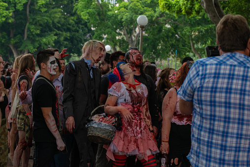 Zombie Walk Sydney Australia, 2 November 2013 : Participants dressed up and taking part of this yearly event that takes place at Hyde Park to help raise funds for the Brain foundation